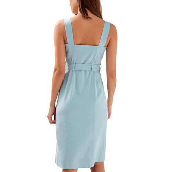 Aritzia Babaton baby blue Kofi Belted Button-Front Dress size 4 / small - Picture 2 of 12